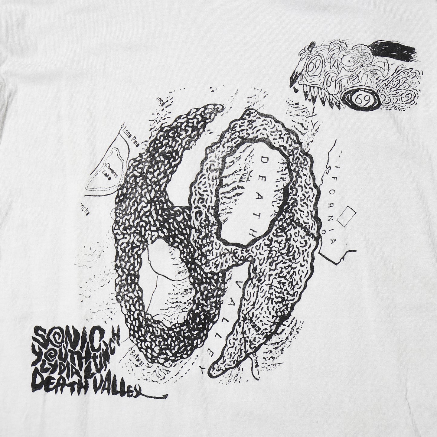 vintage 80’s Sonic Youth Sonic / Lydia Lunch Death Valley ‘69 t-shirt , design by Savage Pencil