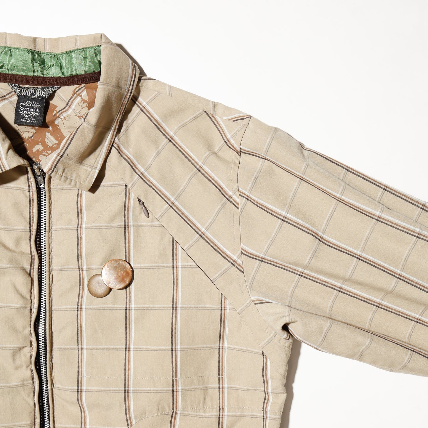 vintage check harrington jacket, with copper badge