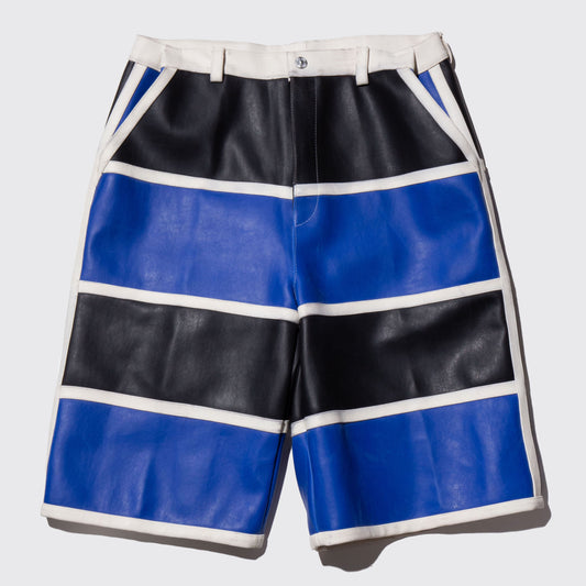 vintage border wide leather shorts