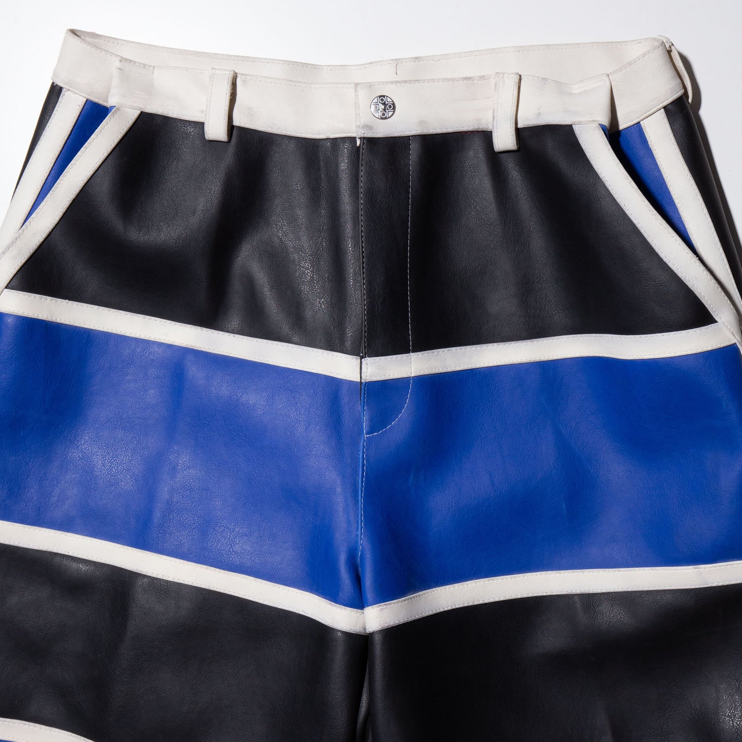 vintage border wide leather shorts