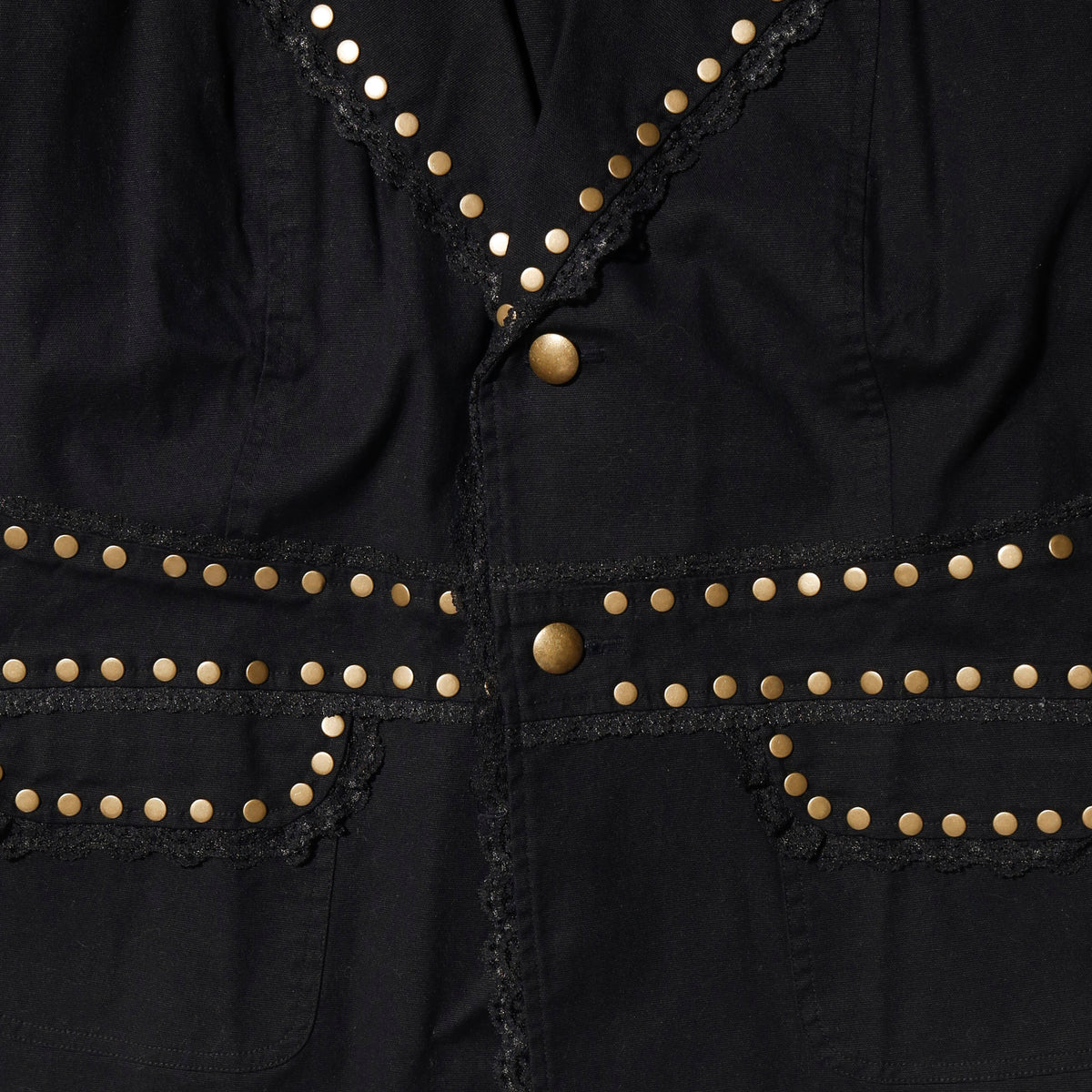 vintage studs/lace trim cotton tailored jacket