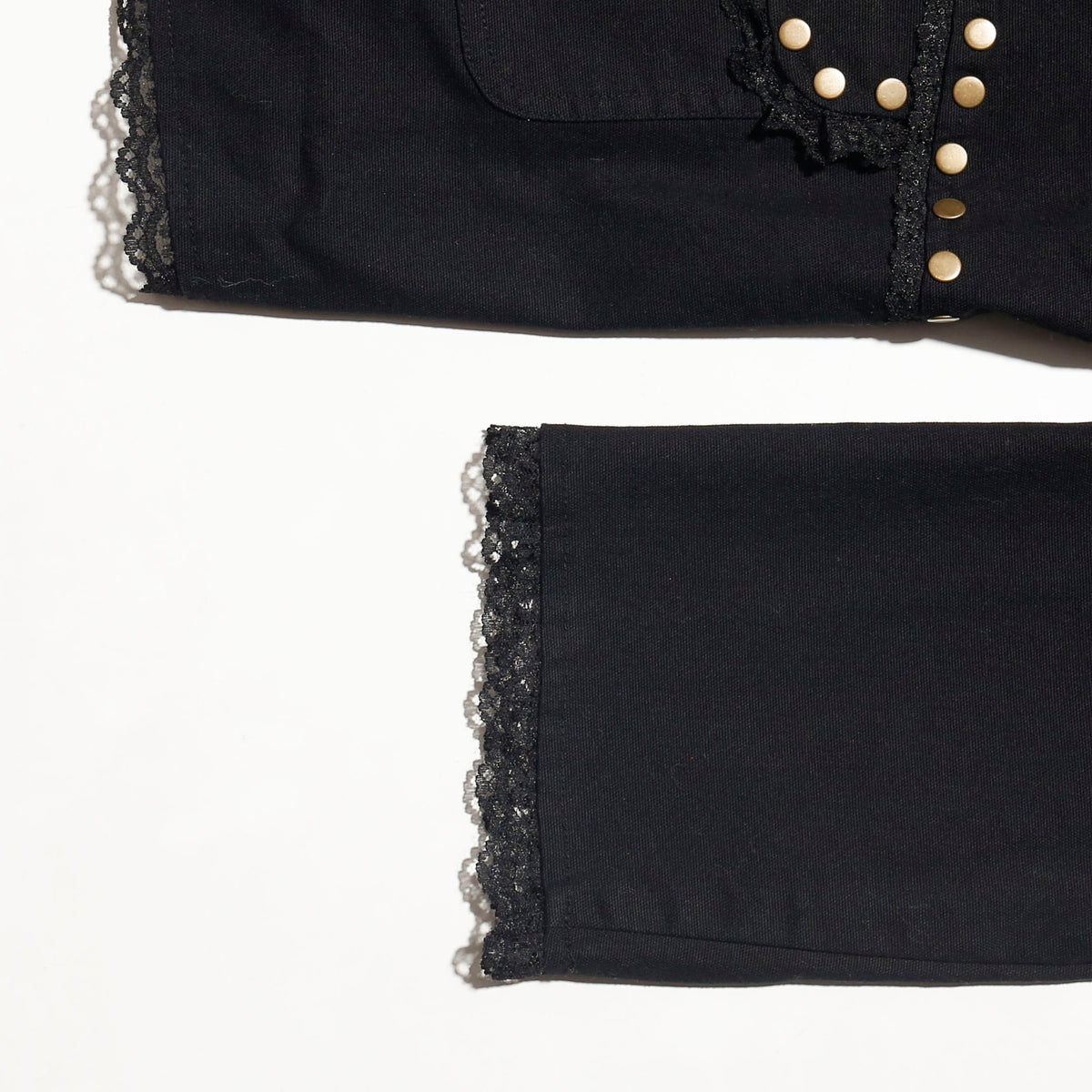 vintage studs/lace trim cotton tailored jacket