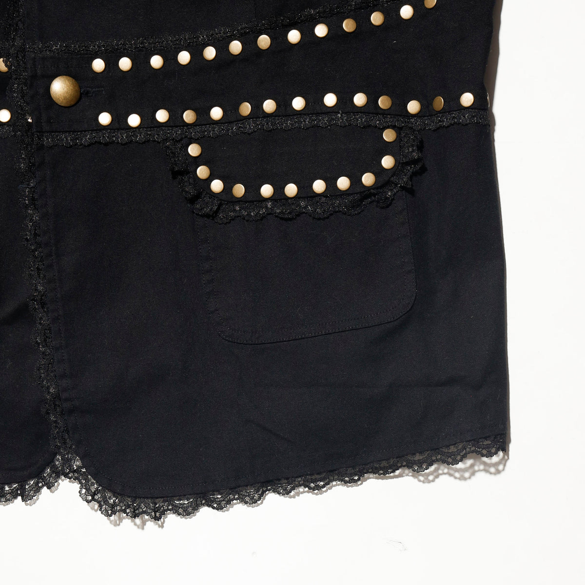 vintage studs/lace trim cotton tailored jacket