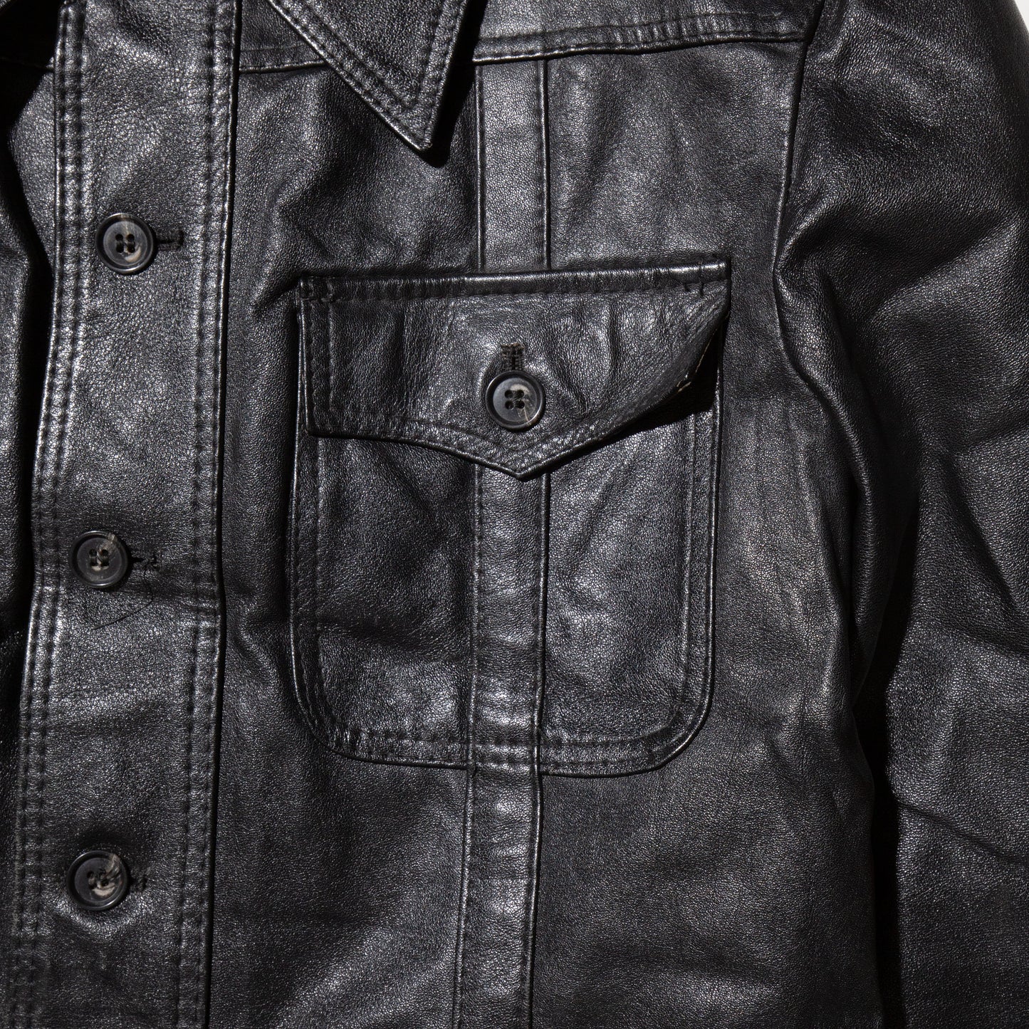 vintage cropped leather trucker jacket