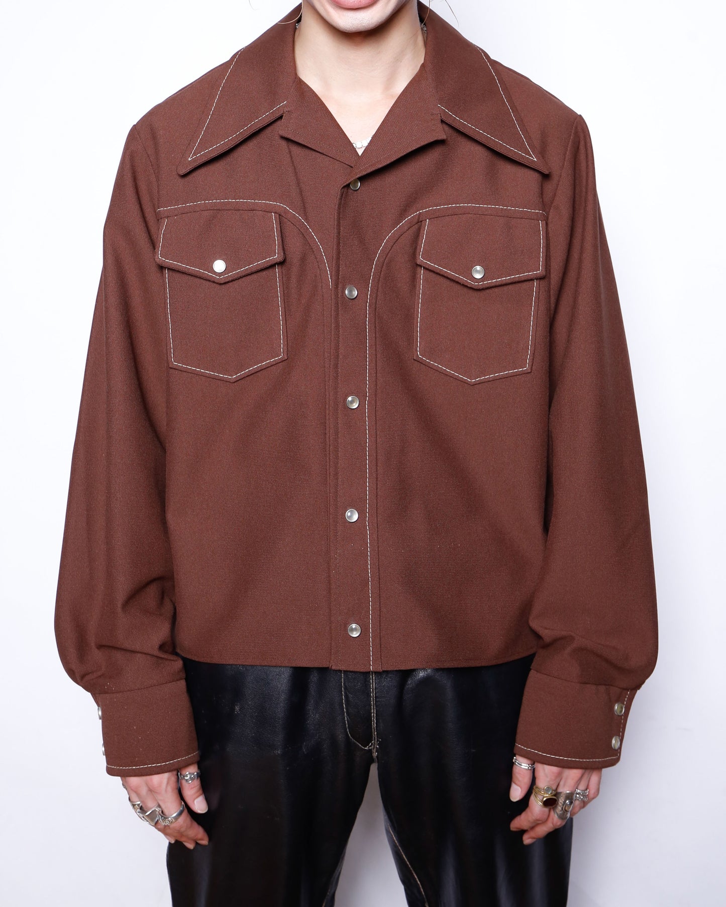 vintage 70's cropped poly trucker jacket