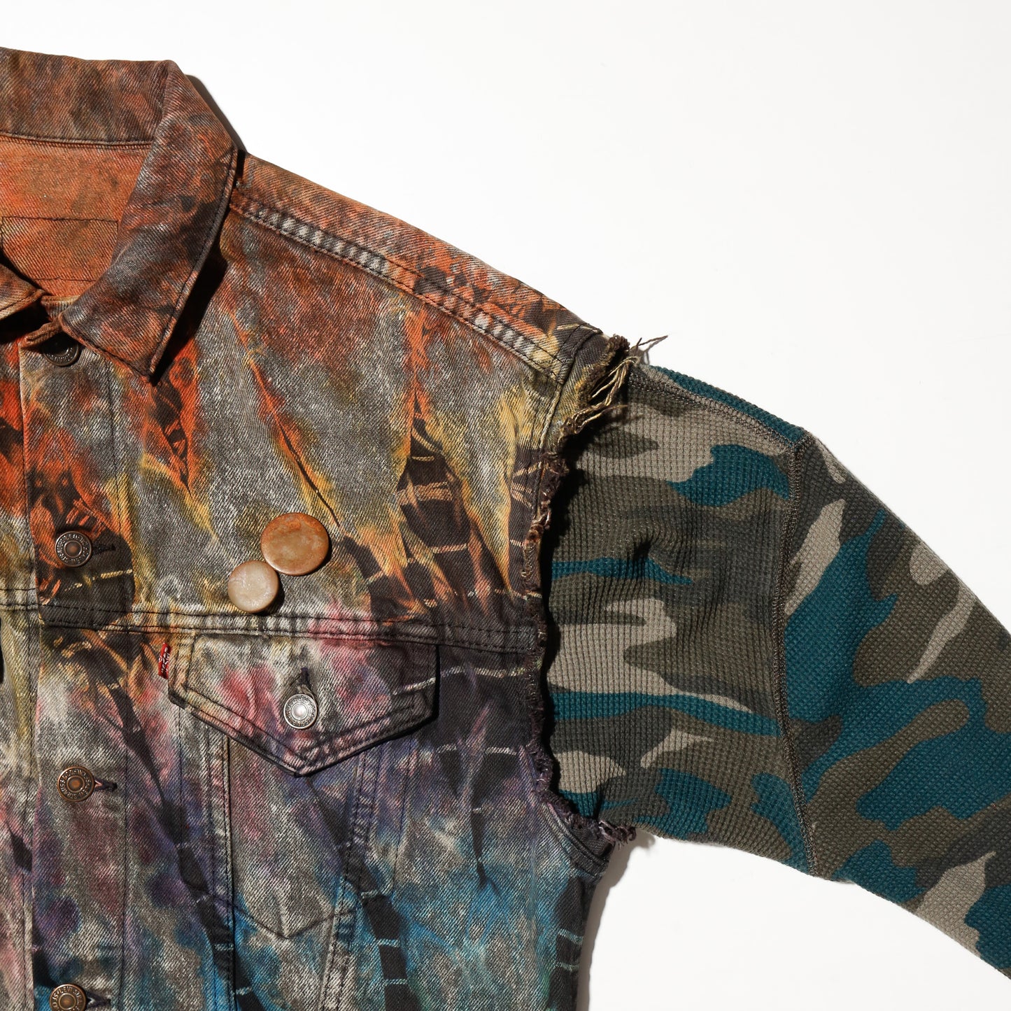 *one-off hybrid trucker jacket , "psychedelic effect"