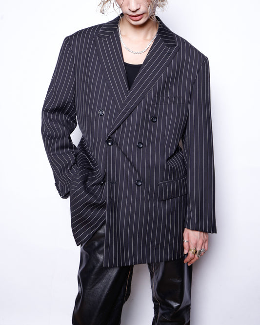 vintage stripe double breasted tailored jacket