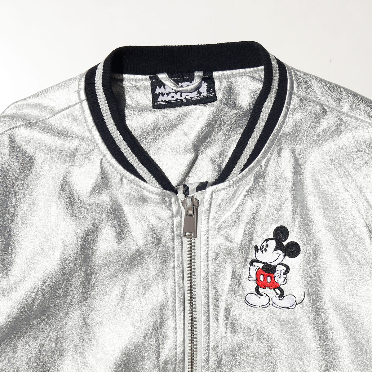 vintage 00's disney mickey mouse silver varsity jacket