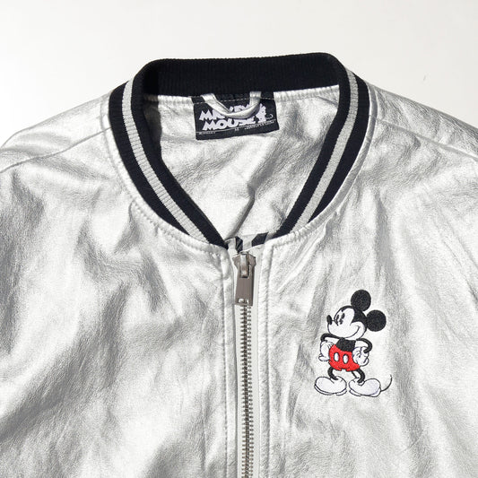 vintage 00's disney mickey mouse silver varsity jacket