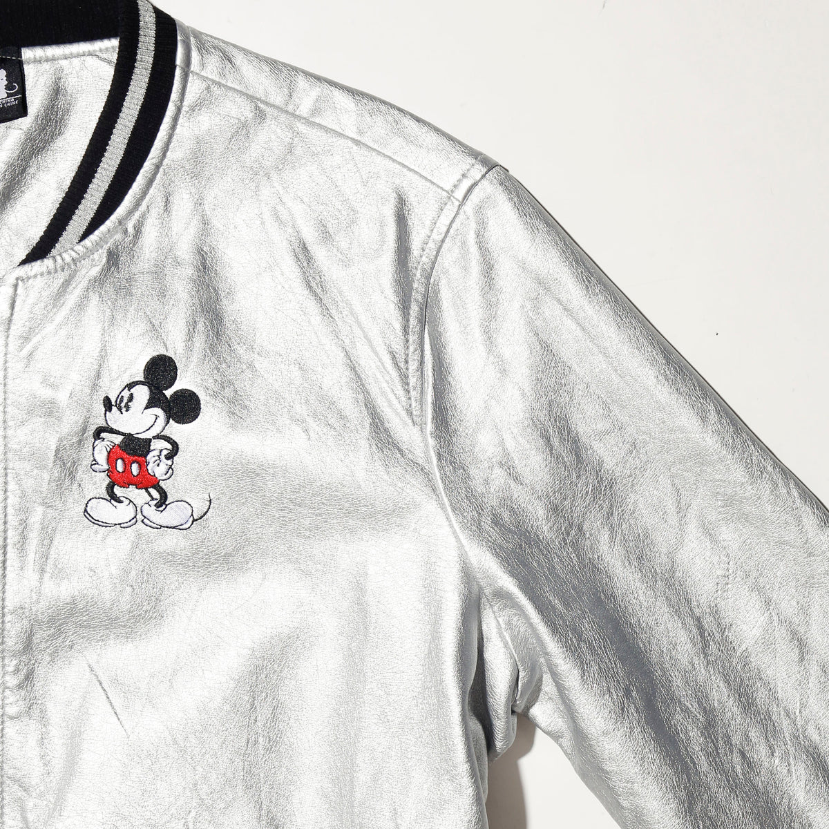 vintage 00's disney mickey mouse silver varsity jacket