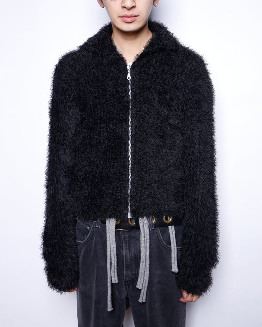 vintage cropped shaggy knit jacket