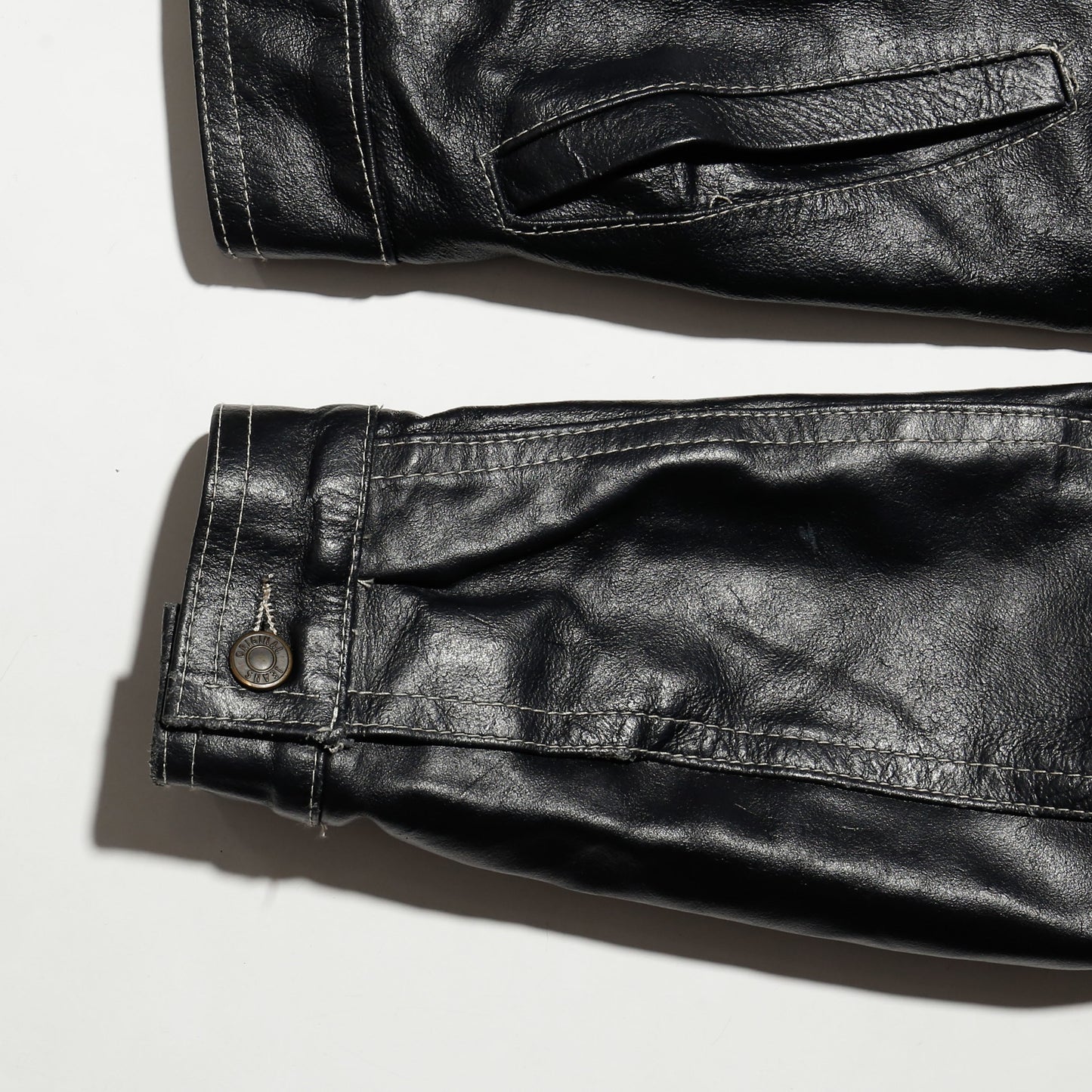 vintage euro stitched leather trucker jacket