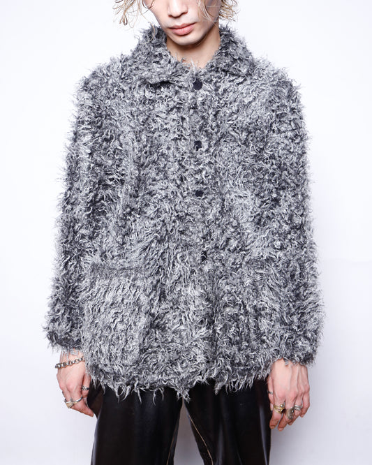 vintage faux fuzzy fur jacket