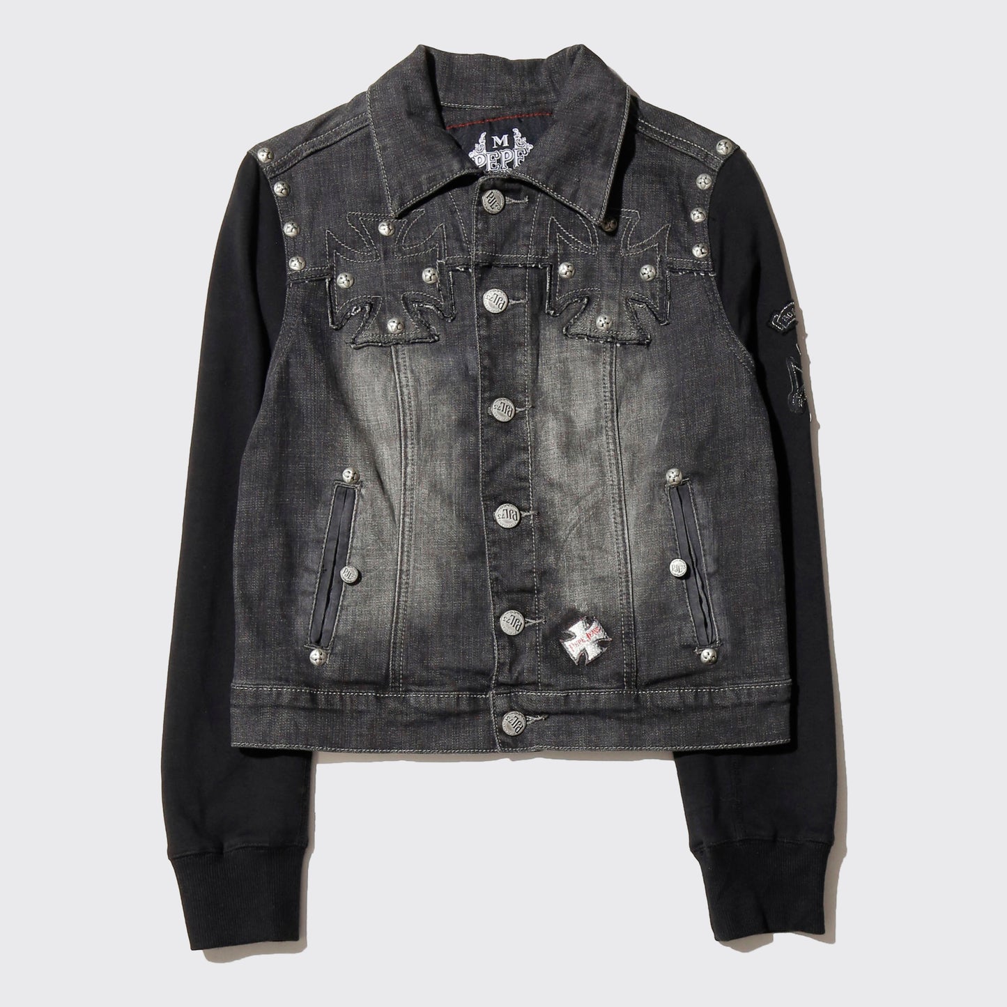 vintage pepe jeans iron cross/studs trucker jacket