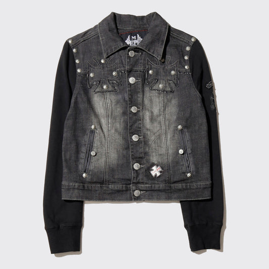 vintage pepe jeans iron cross/studs trucker jacket