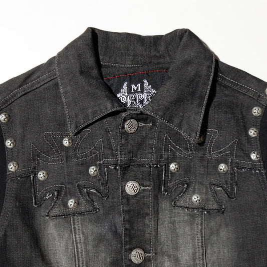 vintage pepe jeans iron cross/studs trucker jacket