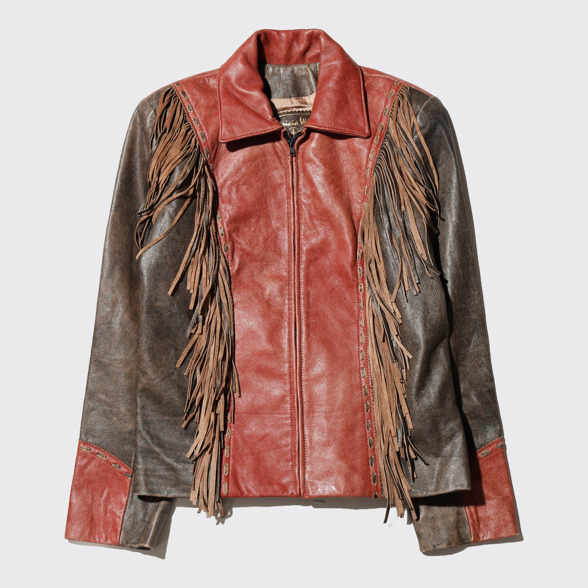 vintage 80's patricia wolf fringe western leather jacket