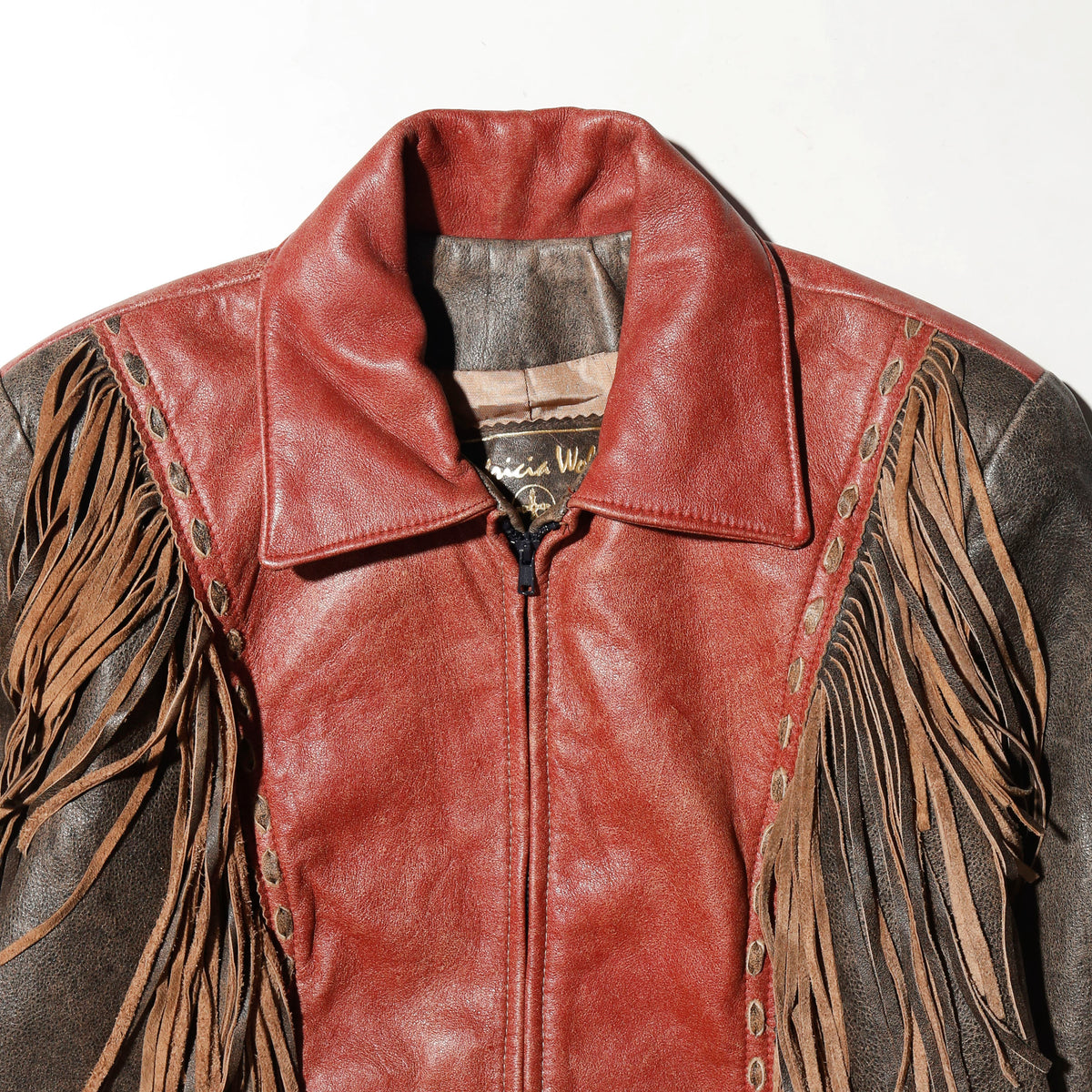 vintage 80's patricia wolf fringe western leather jacket