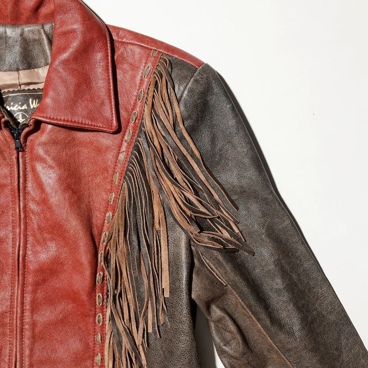 vintage 80's patricia wolf fringe western leather jacket