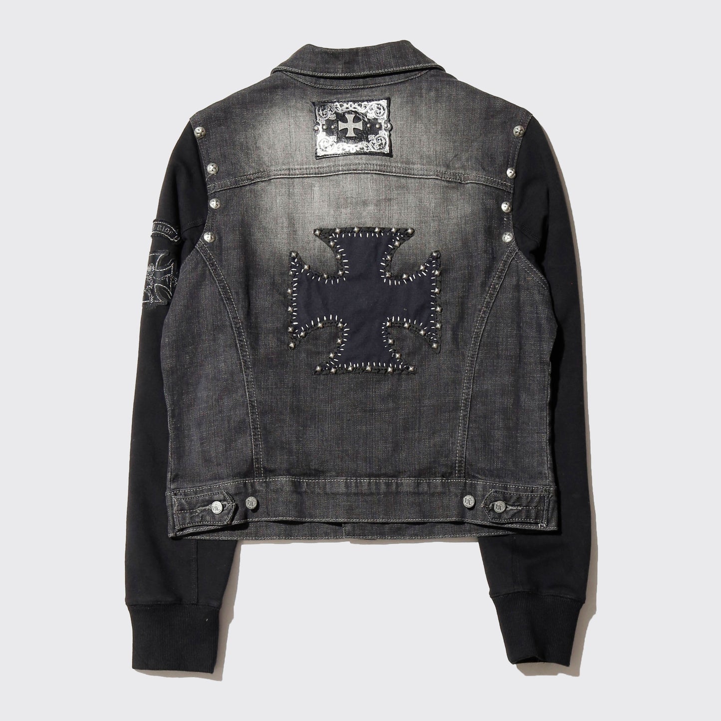vintage pepe jeans iron cross/studs trucker jacket