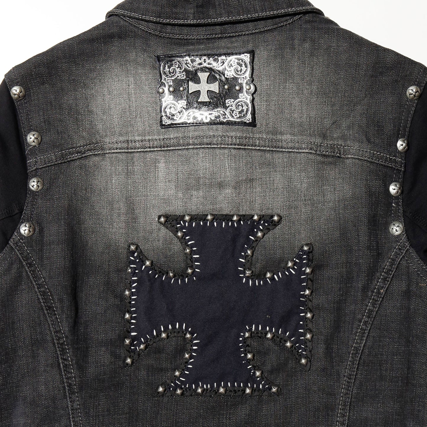 vintage pepe jeans iron cross/studs trucker jacket