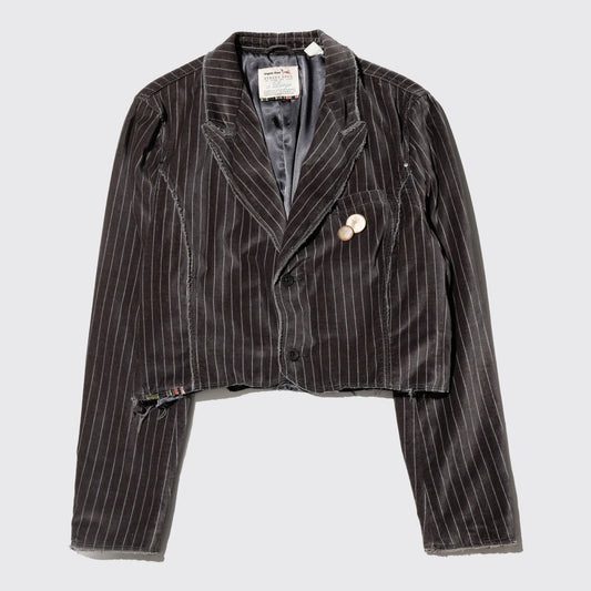 vintage triple five soul stripe velvet spencer jacket, with copper badge