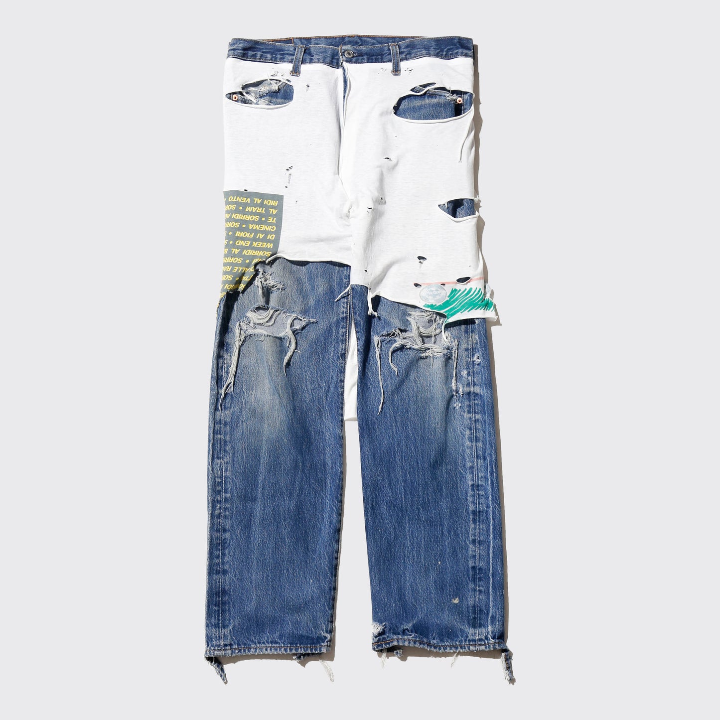 *one-off broken layered jeans