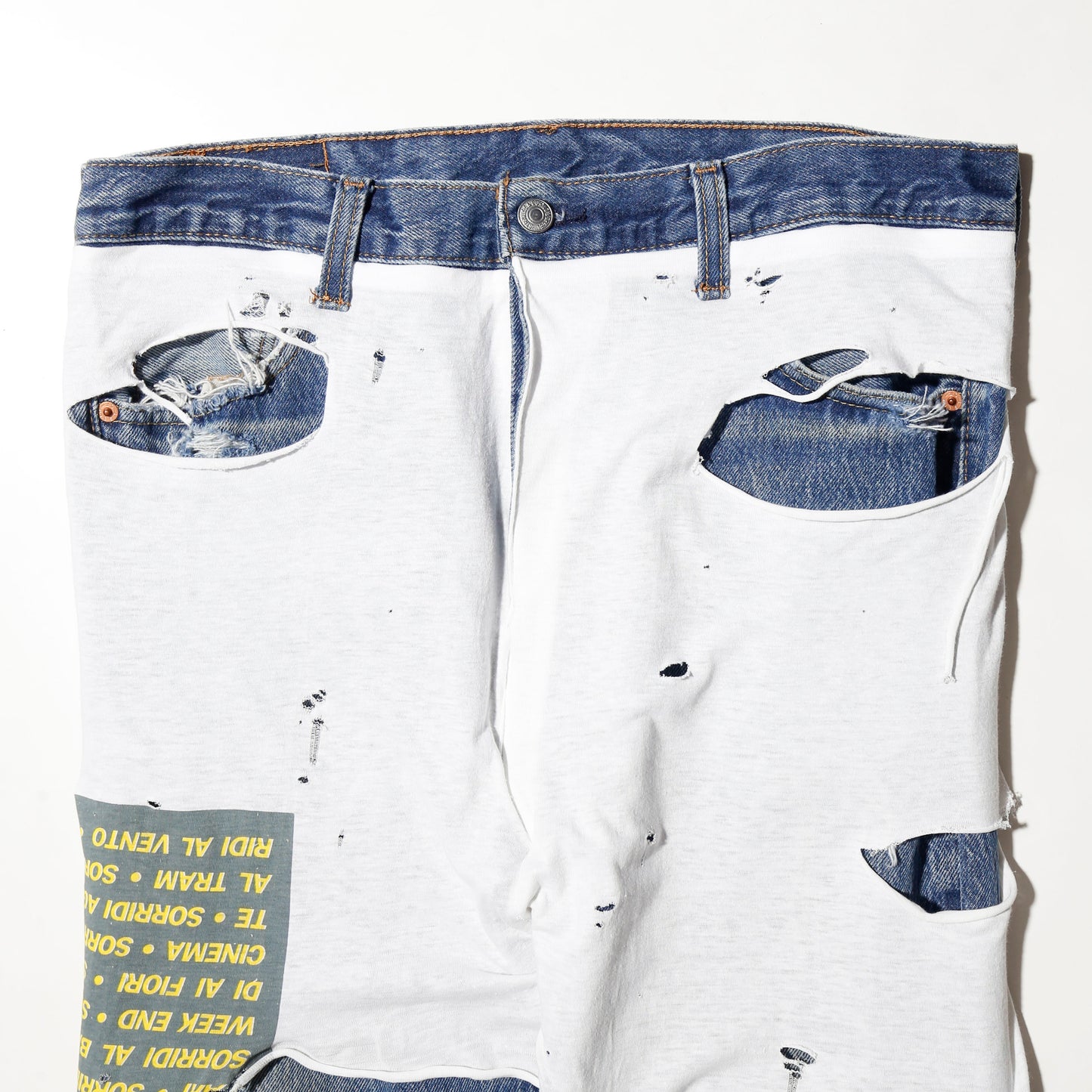 *one-off broken layered jeans