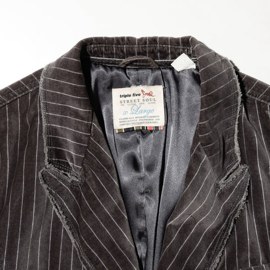 vintage triple five soul stripe velvet spencer jacket, with copper badge