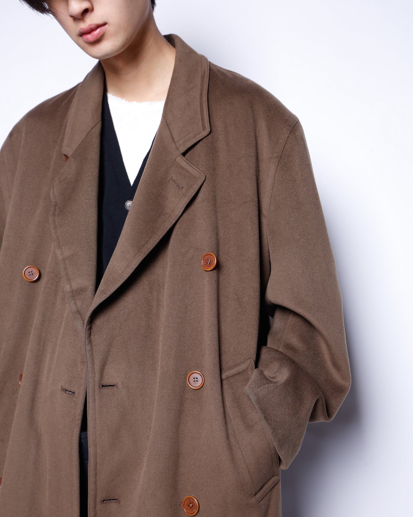 vintage hugo boss double breasted wool chesterfield coat