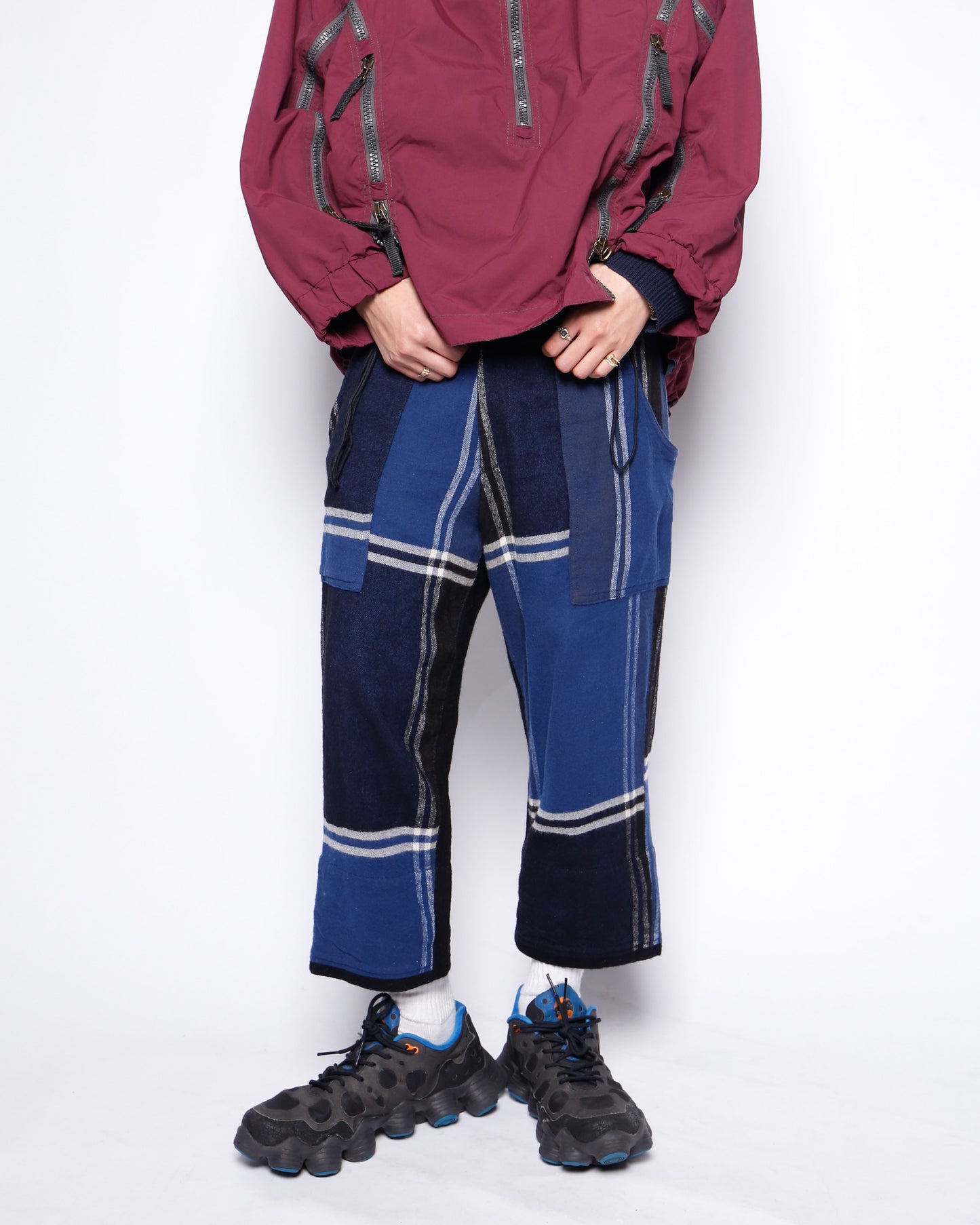 2004's Y's cropped check wool trousers