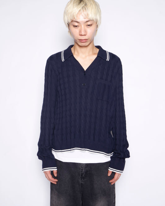 vintage cropped braids polo sweater