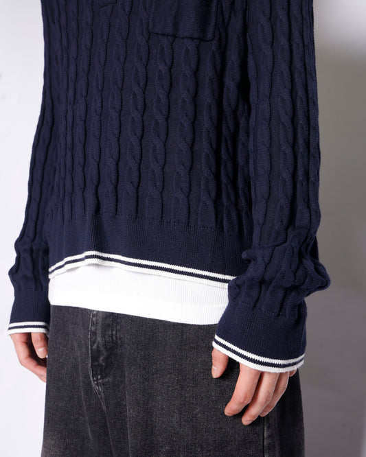 vintage cropped braids polo sweater