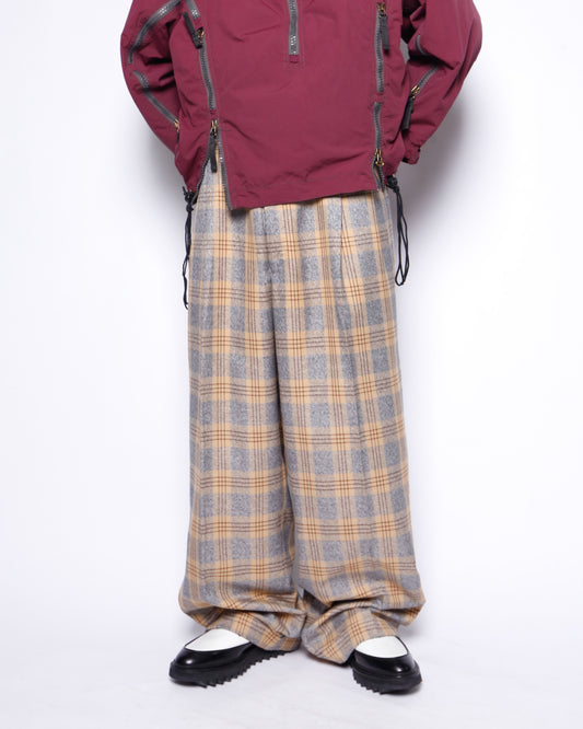 vintage check tucked wide slacks