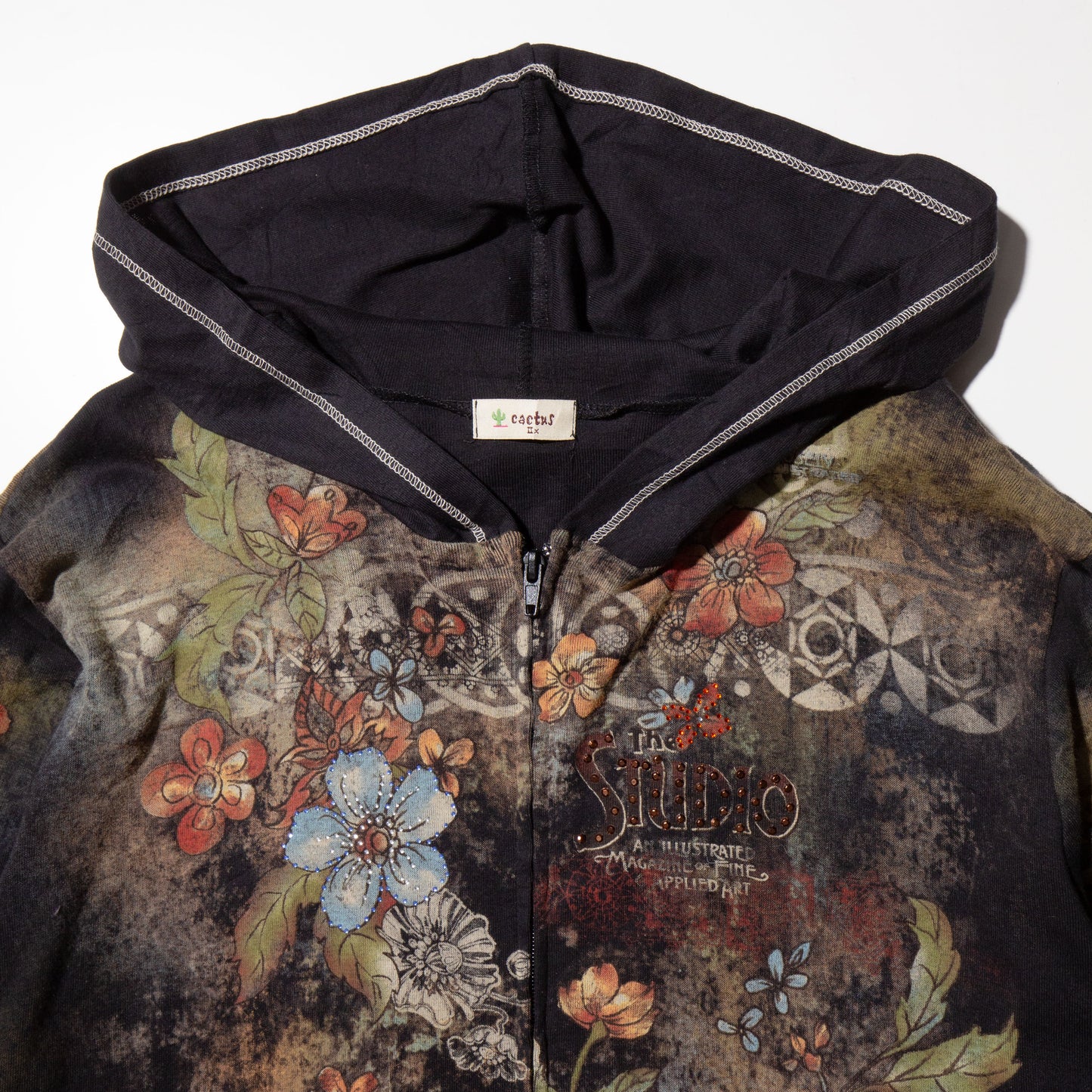 vintage bijou flower hoodie