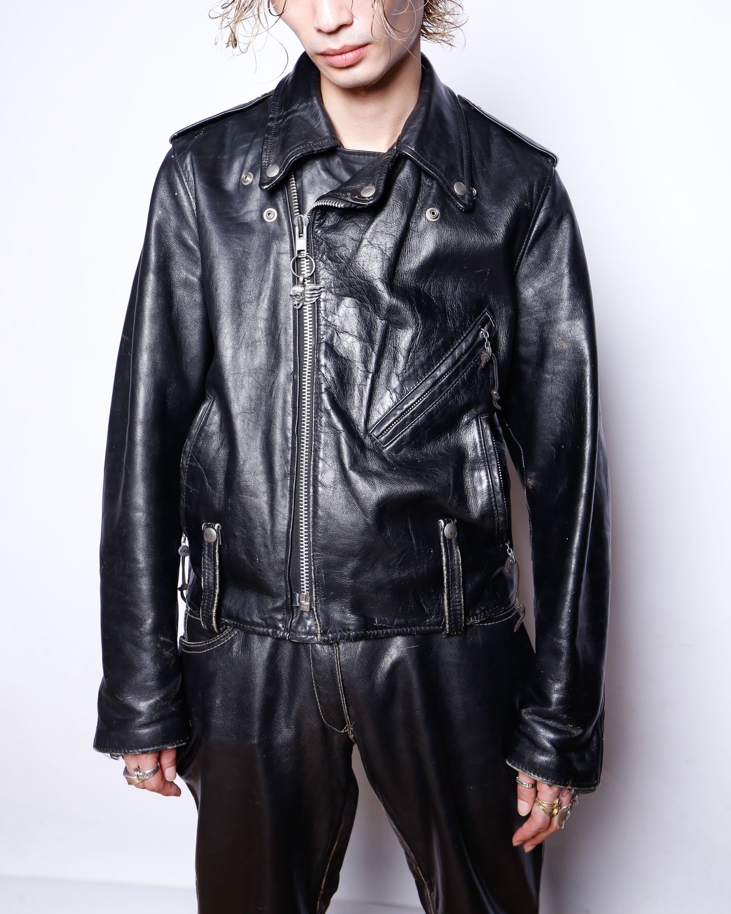 vintage 70's harley-davidson double riders leather jacket