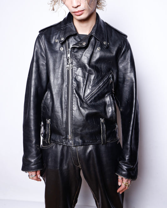 vintage 70's harley-davidson double riders leather jacket