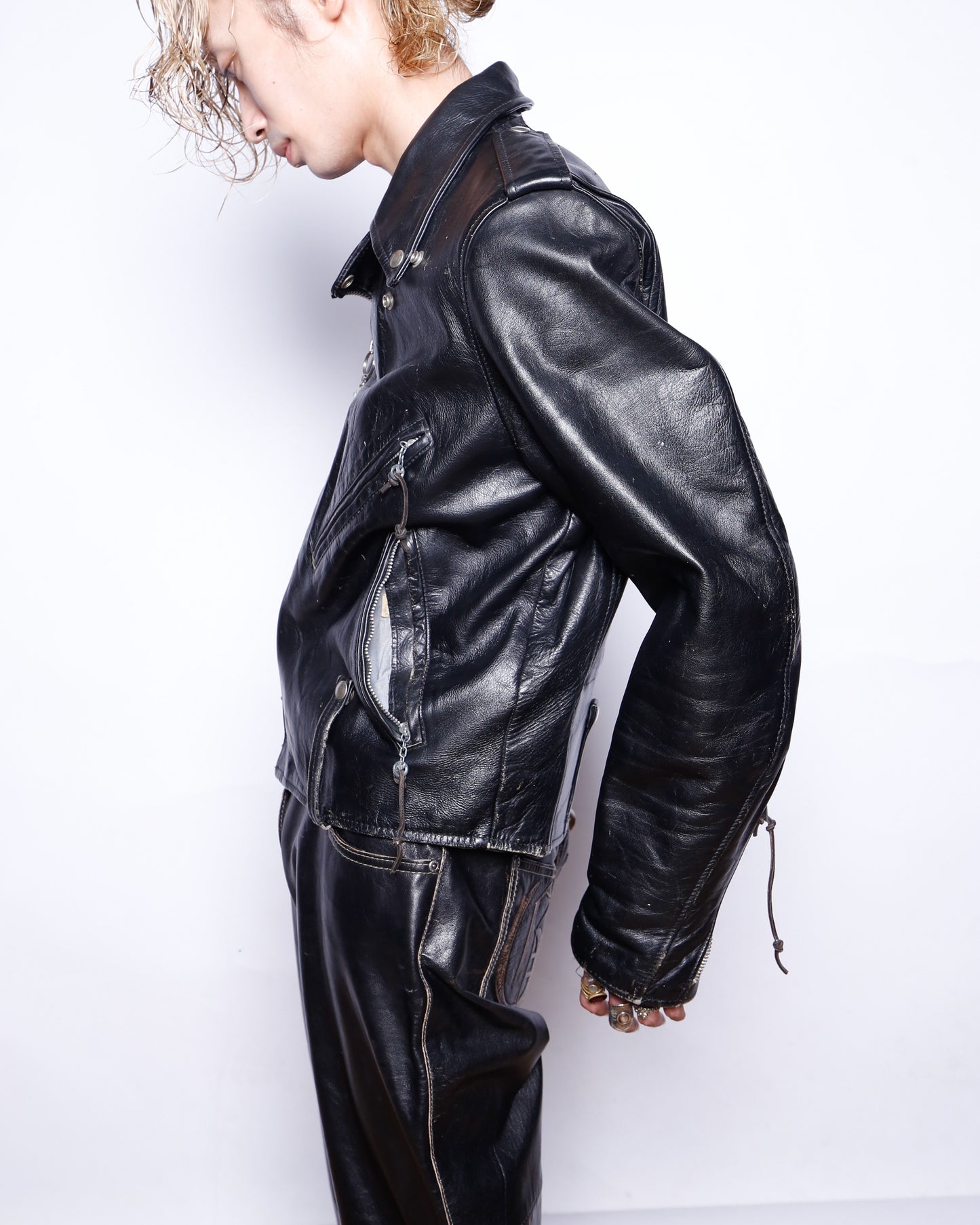 vintage 70's harley-davidson double riders leather jacket