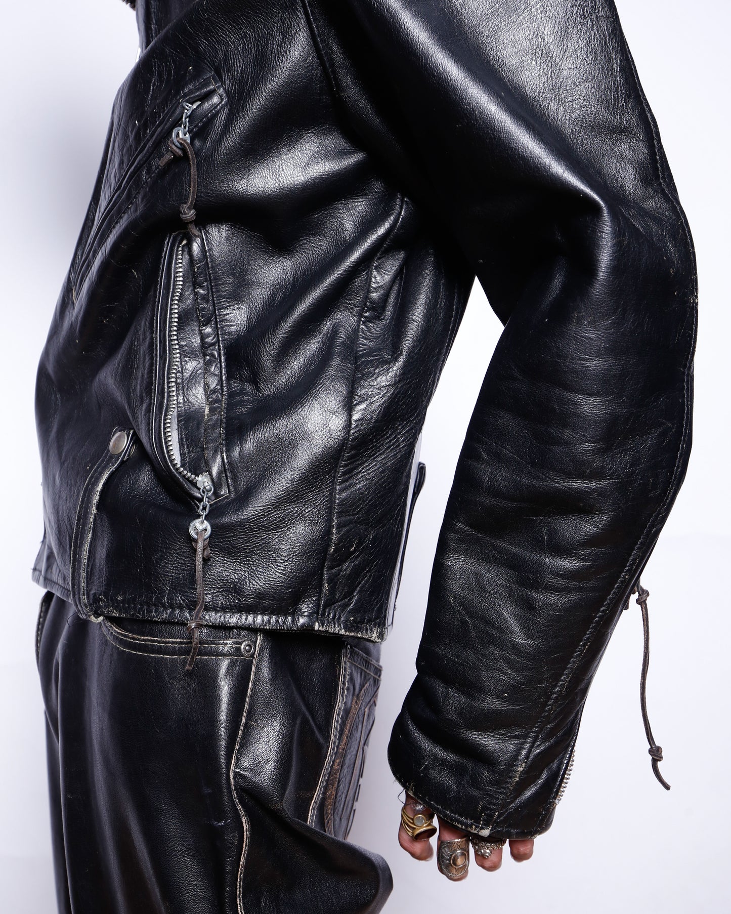 vintage 70's harley-davidson double riders leather jacket