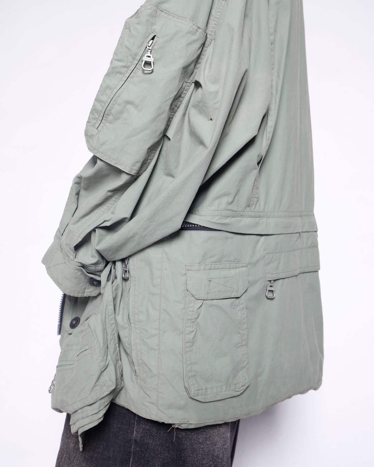 vintage schöffel gimmick utility jacket, detachable pocket/sleeve