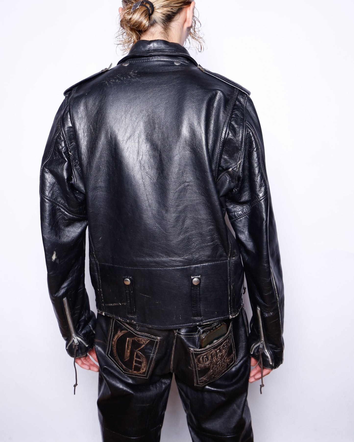 vintage 70's harley-davidson double riders leather jacket