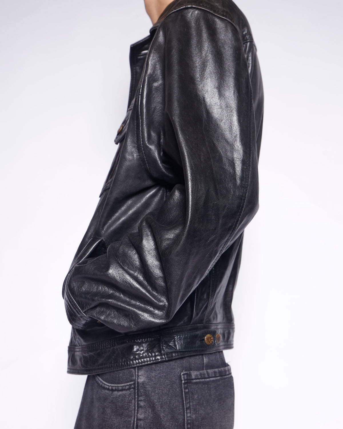 vintage cow leather truker jacket