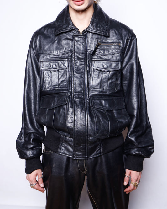 vintage Gangster Unit utility leather jacket