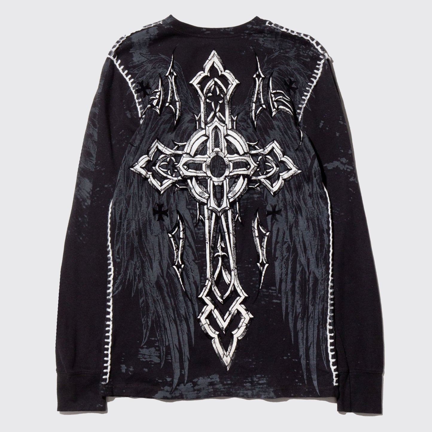 vintage stitched cross thermal l/s