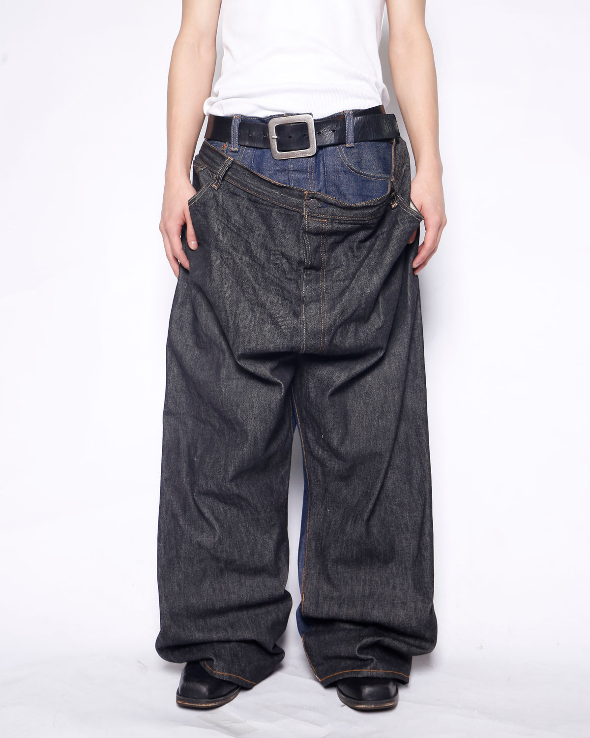 *one-off dropped double face jeans*dead stock rigid body