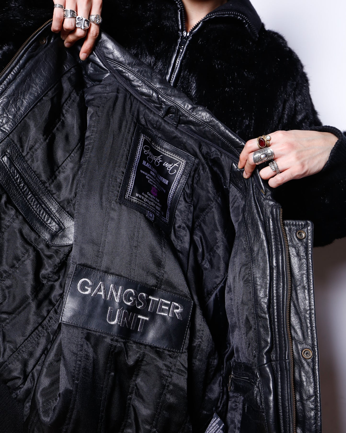 vintage Gangster Unit utility leather jacket