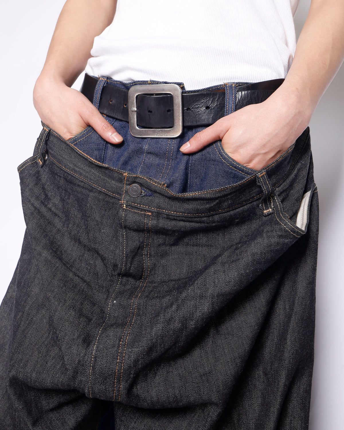 *one-off dropped double face jeans*dead stock rigid body