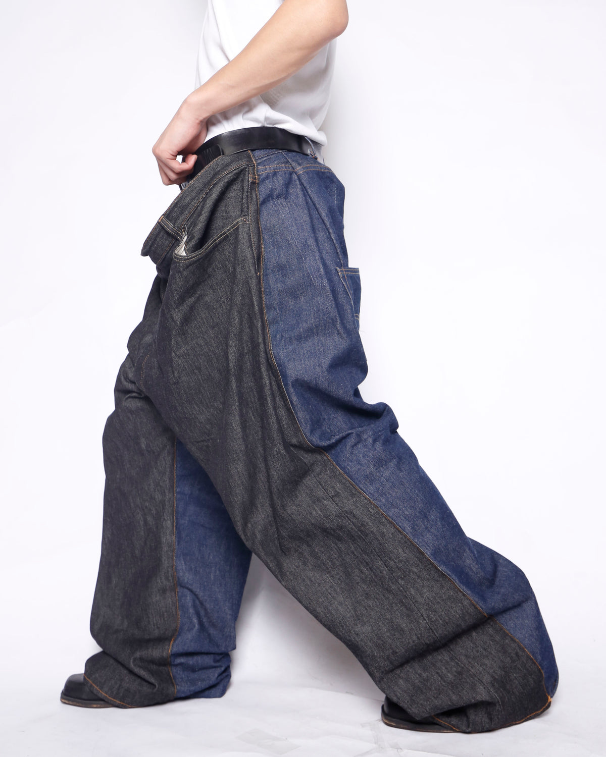 *one-off dropped double face jeans*dead stock rigid body