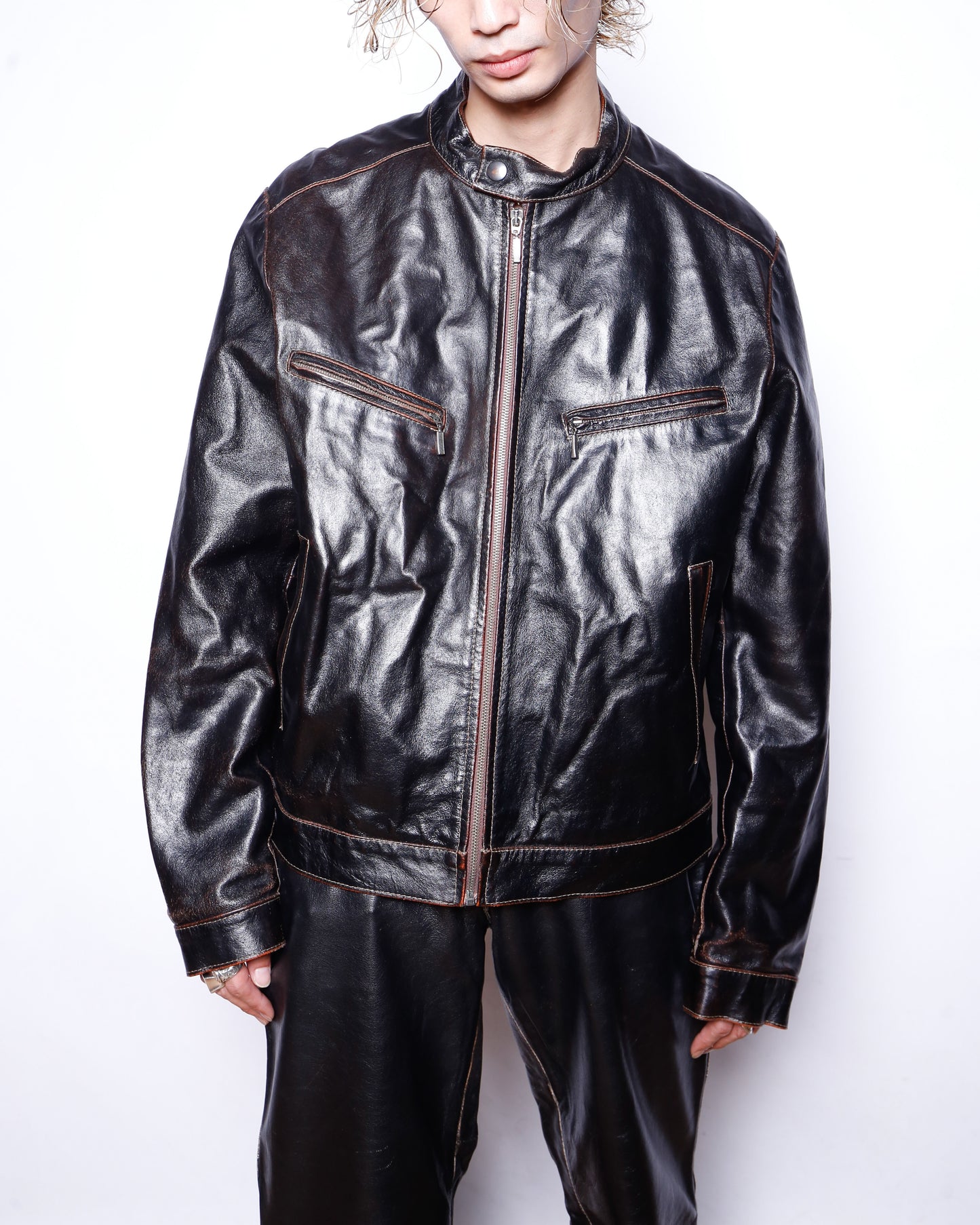 vintage stitched single riders jacket