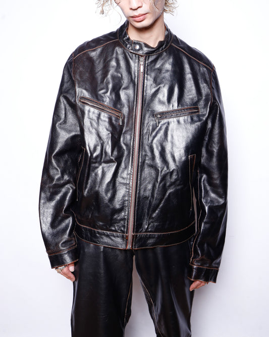 vintage stitched single riders jacket